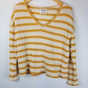 Sadie & Sage Mustard & White Light Weight Sweater